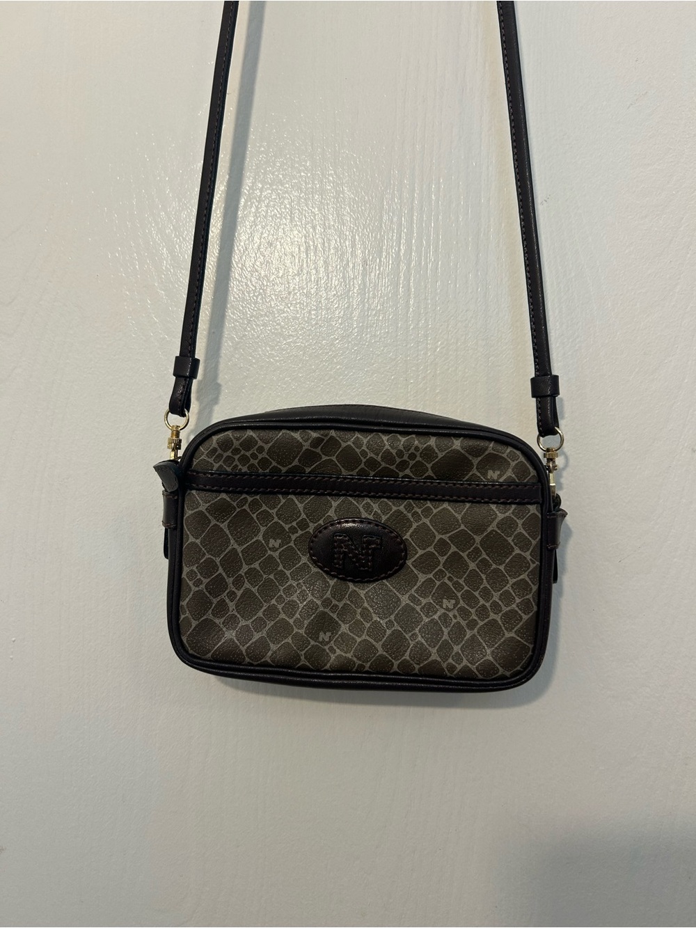 Nina Ricci Olive Brown Patterned Crossbody Bag